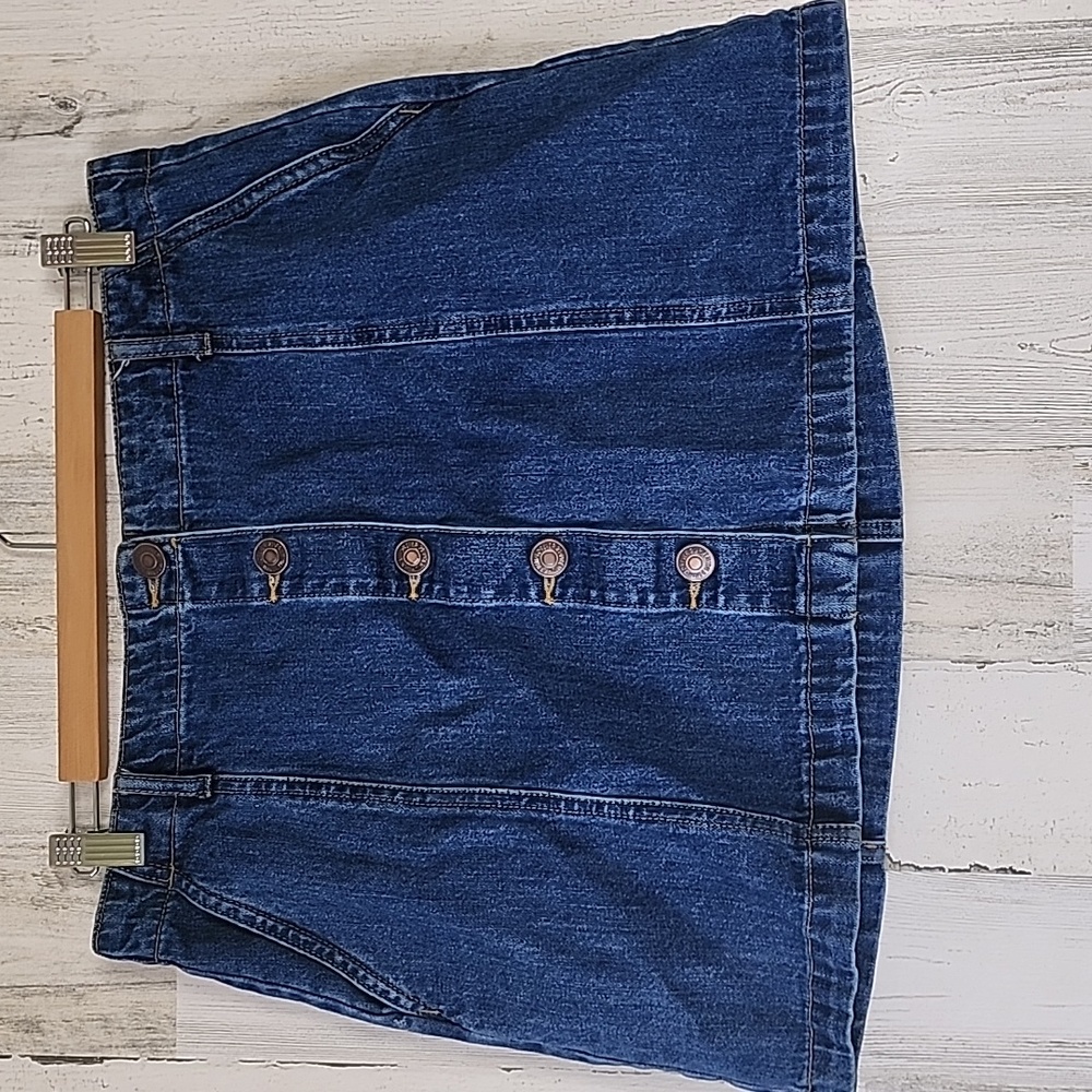 Forever 21 blue denim jeans mini skirt exposed button up pockets Y2K Size 31
